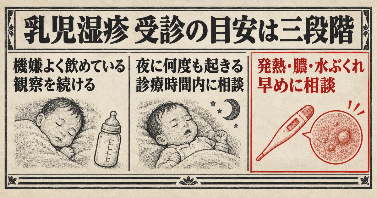 乳児湿疹の受診目安は、眠り・授乳・全身の様子で分ける