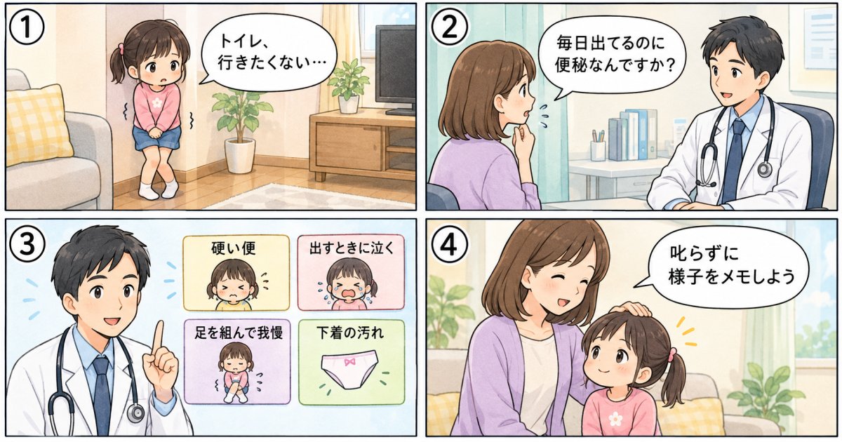 毎日出ている4歳の子にも、便秘のサインはありますか？